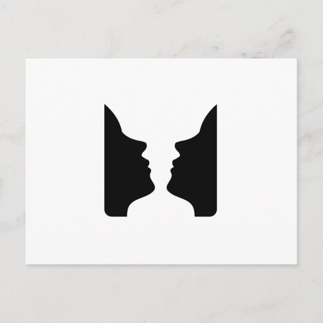 Carte Postale Visages ou vase - illusion de deux visages comme u (Devant)