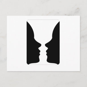 Carte Postale Visages ou vase - illusion de deux visages comme u