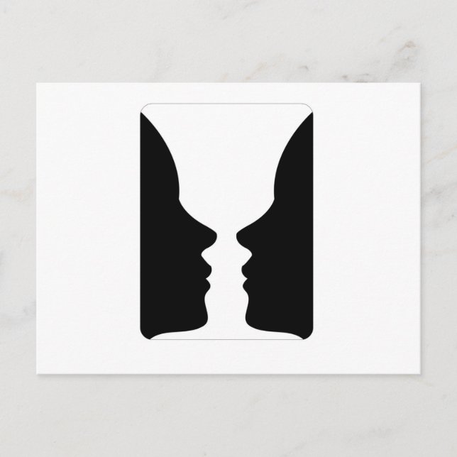 Carte Postale Visages ou vase - illusion de deux visages comme u (Devant)