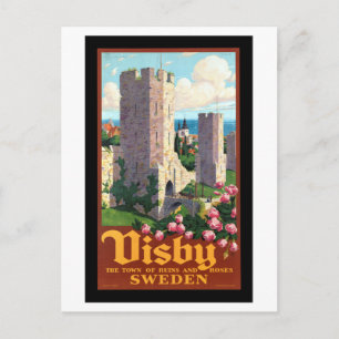 Carte Postale Visby vintage Suède Travel
