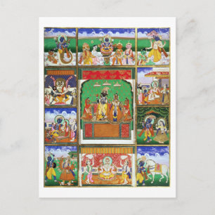 Carte Postale Vishnu au centre de ses dix avatars, Jaipur, R