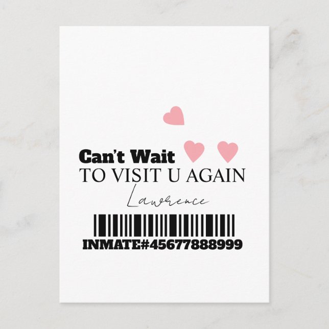 Carte Postale Visite de prison à distance Cute Hearts (Devant)