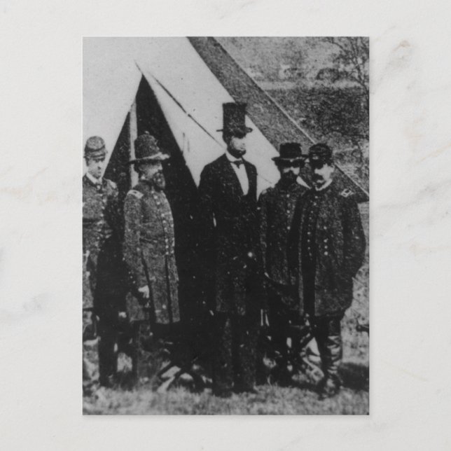 Carte Postale Visite du président Abraham Lincoln Antietam 1862 (Devant)