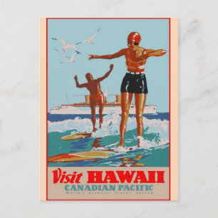 Carte Postale Visite Hawaii - Surf - Voyage vintage
