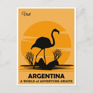 Carte Postale Visite vintage Argentine Flamant rose Travel