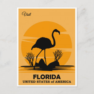 Carte Postale Visite vintage Floride Flamant rose Travel