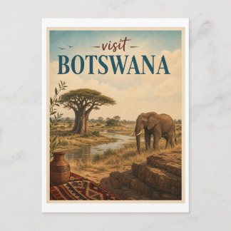 Carte Postale Visitez Botswana Travel Vintage