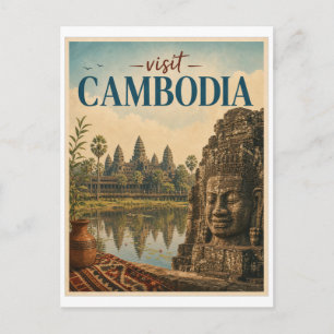 Carte Postale Visitez Cambodge Voyage Vintage