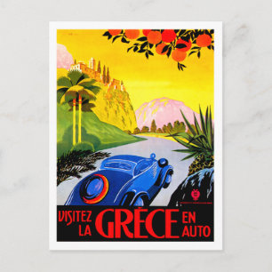 Carte Postale Visitez la Grèce ~ Publicité Vintage Voyage automo