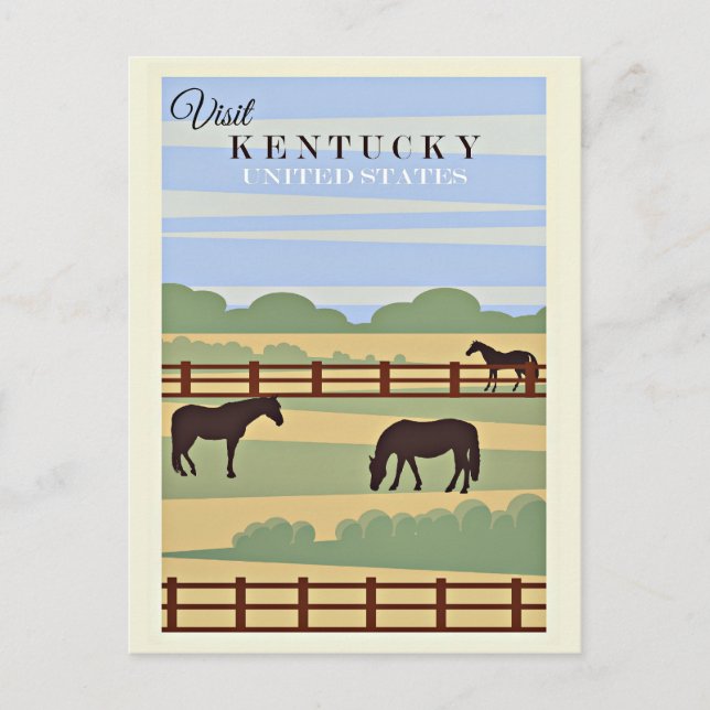 Carte Postale Visitez l'affiche de voyage du Kentucky, (Devant)