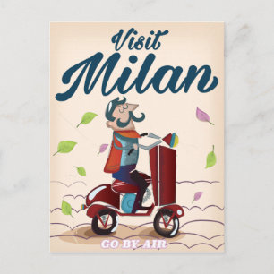 Carte Postale Visitez l'affiche de voyage vintage dessin animé d