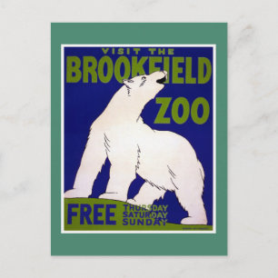 Carte Postale Visitez le Brookfield Zoo WPA Vintage
