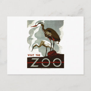 Carte Postale Visitez le zoo - l'affiche de WPA -