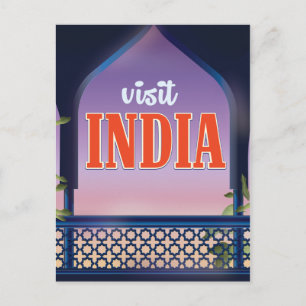 Carte Postale Visitez l'Inde Impression de voyage vintage.