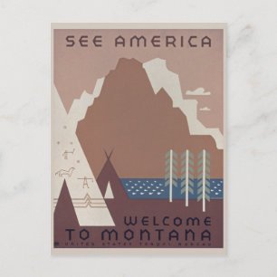 Carte Postale Visitez Montana America Vintage