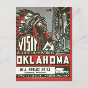 Carte Postale Visitez Oklahoma Poster Vintage voyage Artwork