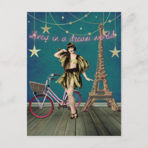 Carte Postale Vit Dans Un Monde De Rêve Funky Altered Art