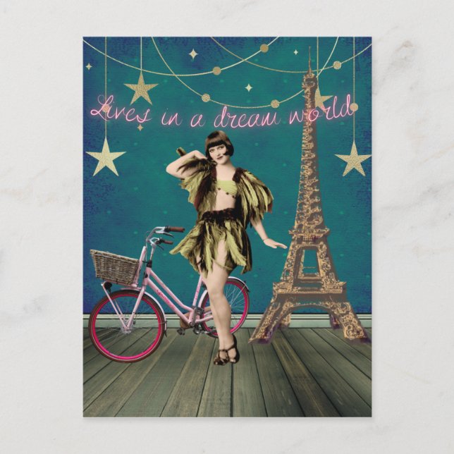 Carte Postale Vit Dans Un Monde De Rêve Funky Altered Art (Devant)