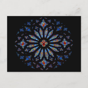 Carte Postale Vitraux colorés de l'église