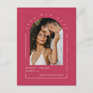 Carte Postale Viva Magenta Boho Arch Photo QR Code Enregistrer n