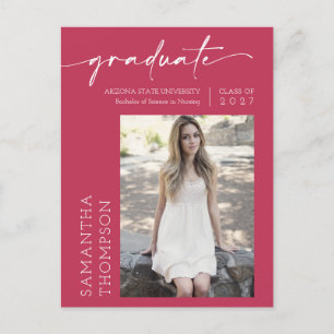 Carte Postale Viva Magenta Minimal Script Elle l'a fait Photo Gr