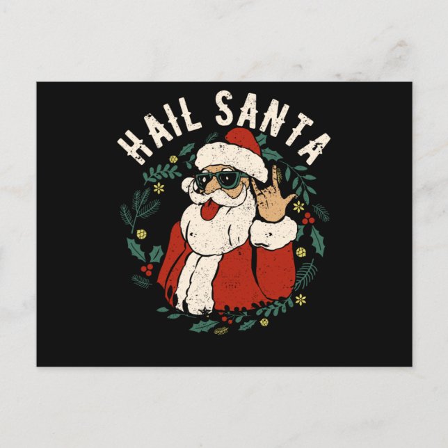 Carte Postale Vive la Caravane de Noël du Père Noël Rock Métal (Devant)