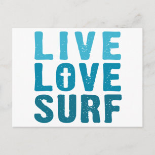 Carte Postale vivre-aimer-surfer