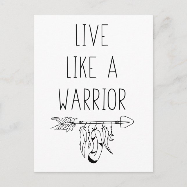 Carte Postale Vivre Comme Un Guerrier Motivationnel Mantra (Devant)