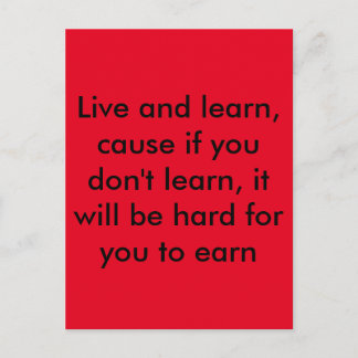 Carte Postale Vivre et apprendre