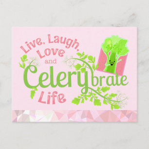 Carte Postale Vivre, rire, aimer et Celerybrer la vie