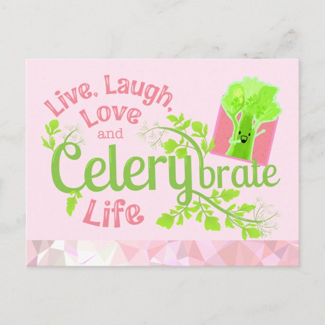 Carte Postale Vivre, rire, aimer et Celerybrer la vie (Devant)