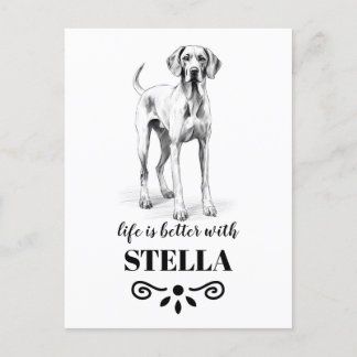 Carte Postale Vizsla Life est meilleur avec le nom de chien pers