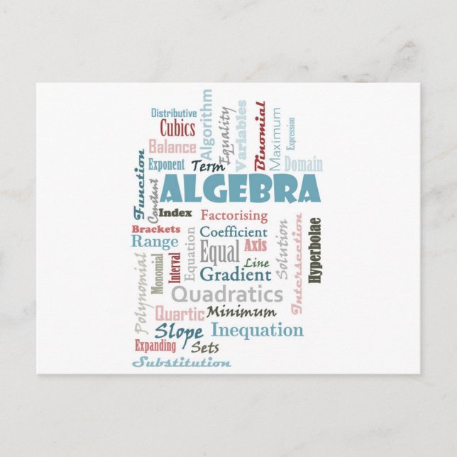 Carte Postale Vocabulaire algèbre (Devant)