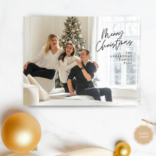Carte Postale Vœu Moderne, Joyeux Noël Photo de Famille à Envoye