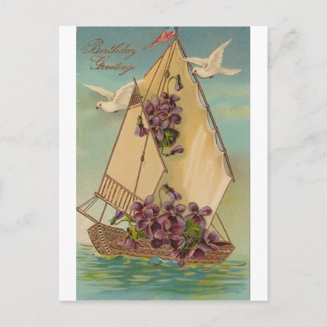 Carte Postale Vœux d'anniversaire anciens (Devant)