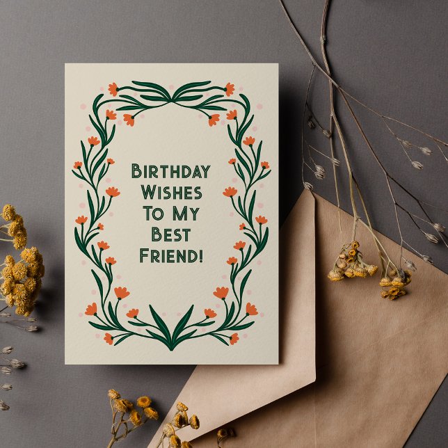 Carte Postale Vœux d'anniversaire Cadre floral élégant (Créateur téléchargé)