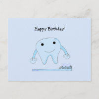 Vœux d'anniversaire de dent et de brosse à dents