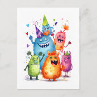 Vœux d'anniversaire de monstres. Les monstres font