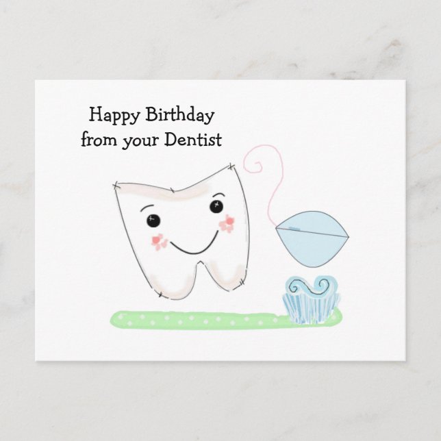 Carte Postale Voeux d'anniversaire du dentiste (Devant)