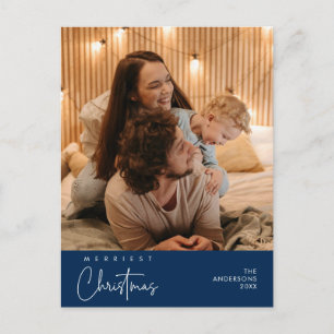 Carte Postale Vœux de bonheur Joyeux Noël Photo de famille