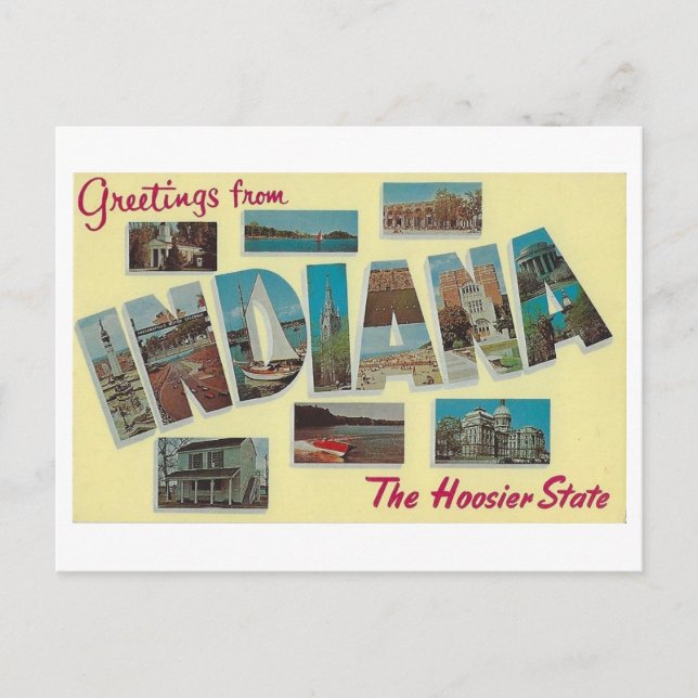 Carte Postale Voeux de l'Indiana Vintage Postcard (Devant)