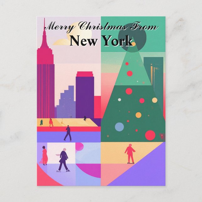 Carte Postale Vœux de Noël abstraits géométriques New York (Devant)