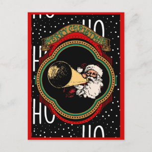 Carte Postale Vœux de Noël du Père Noël vintage