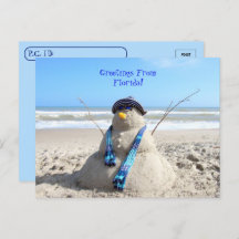 Voeux De Passage De Floride Beach Snowman
