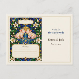 Carte Postale Vœux du livre d'or de mariage de cochon