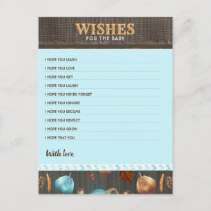 Carte Postale Voeux Pour Le Baby shower Citrouille Garçons Baby 