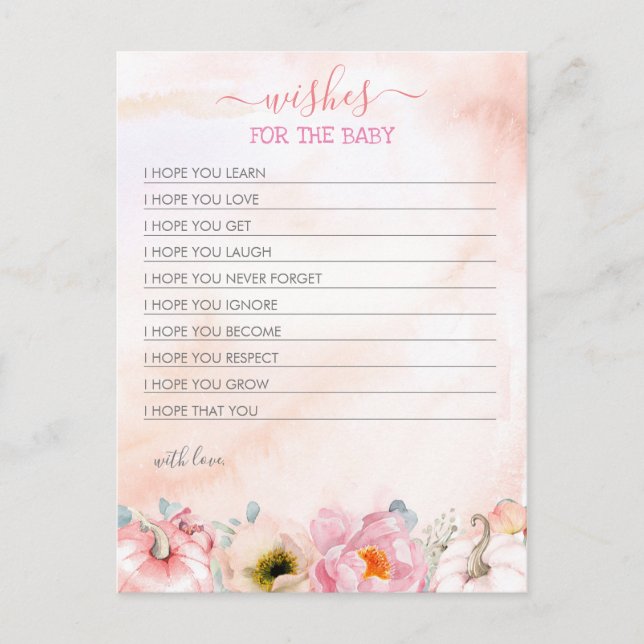 Carte Postale Voeux Pour Le Baby shower Filles Citrouilles Bébé  (Devant)