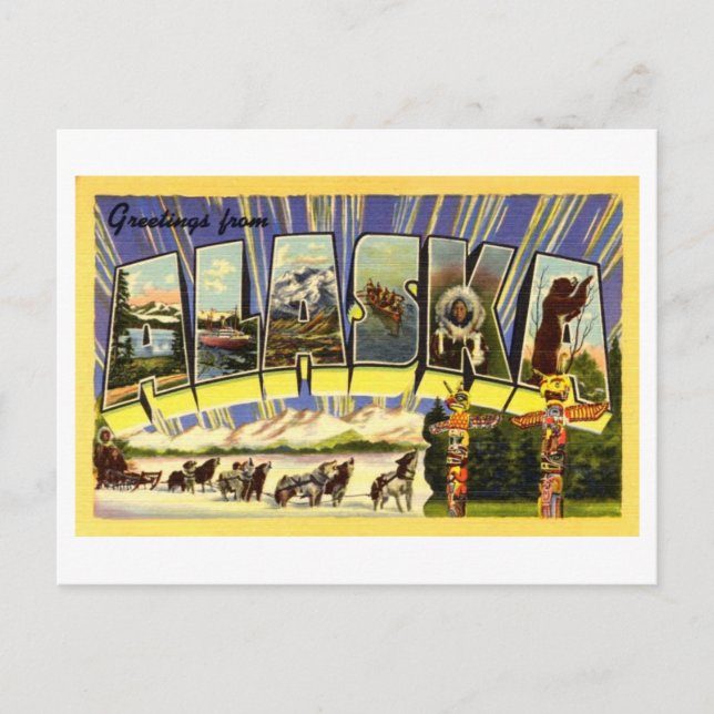 Carte Postale Voeux vintage de l'Alaska (Devant)