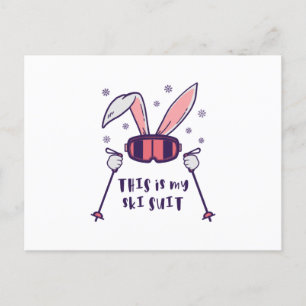 Carte Postale Voici mon Ski Suit Ski Rabbit avec des bâtons de s