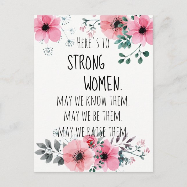Carte Postale Voici pour les femmes fortes aquarelle Floral (Devant)